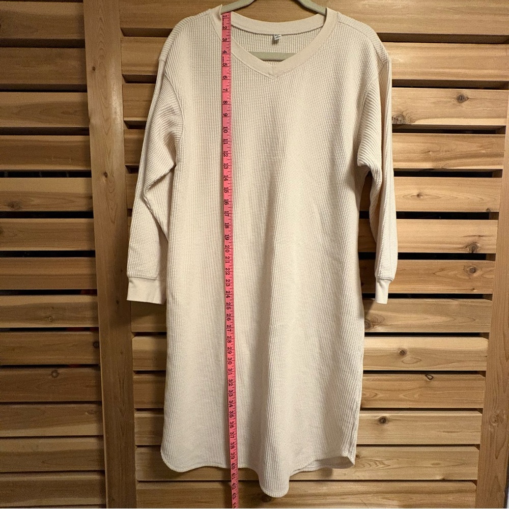 Uniqlo Cream Long Sleeve Waffle Knit Dress - Picture 5 of 6